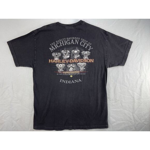 Harley Davidson Genuine Motorcycle 100 Years Logo Michigan City T-Shirt - Size L - Picture 7 of 9